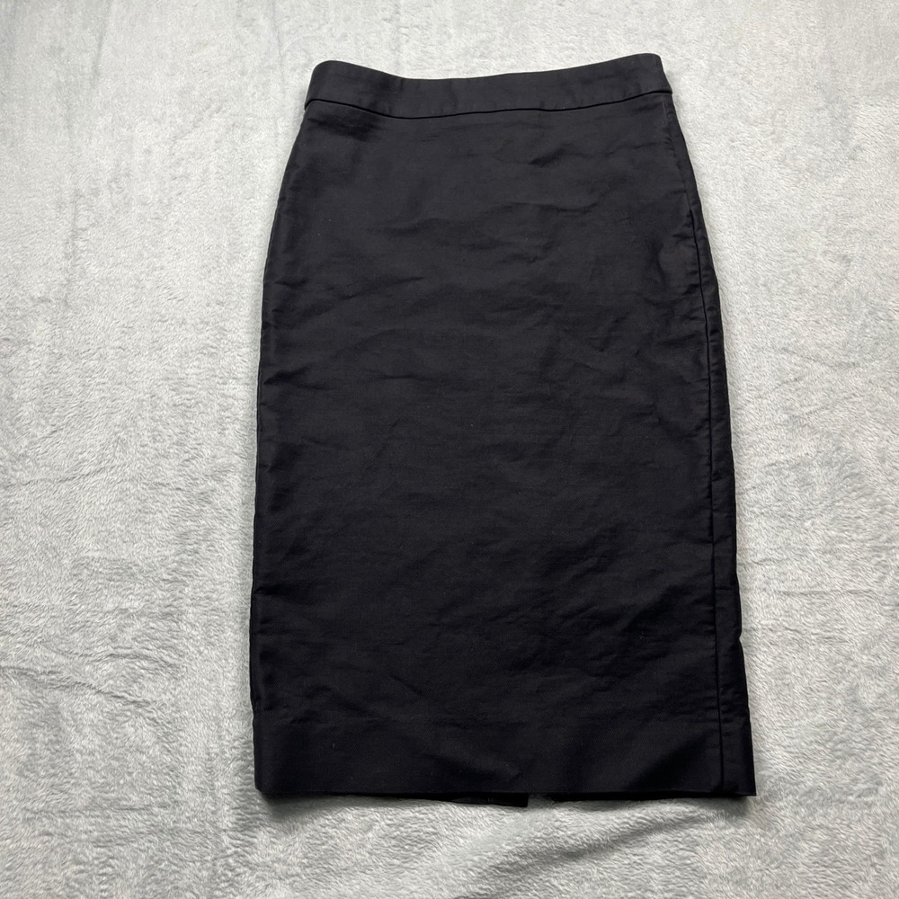 J.Crew No. 2 Pencil Skirt Women Black Stretch Cotton Twill 78837 Size 0